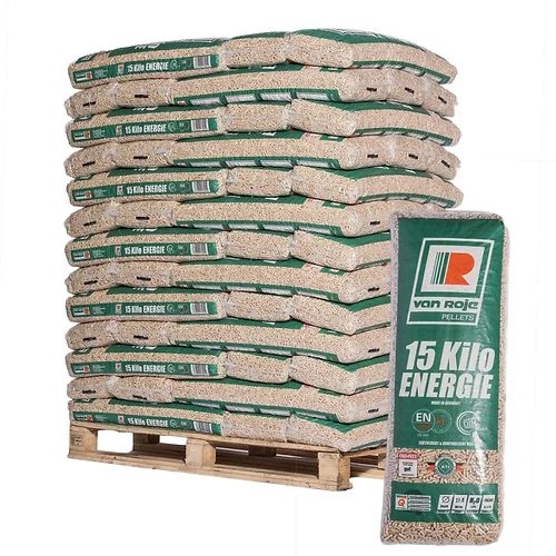Holzpellets Van Roje Nadelholz – Palette 975 kg (65 Säcke), DINplus