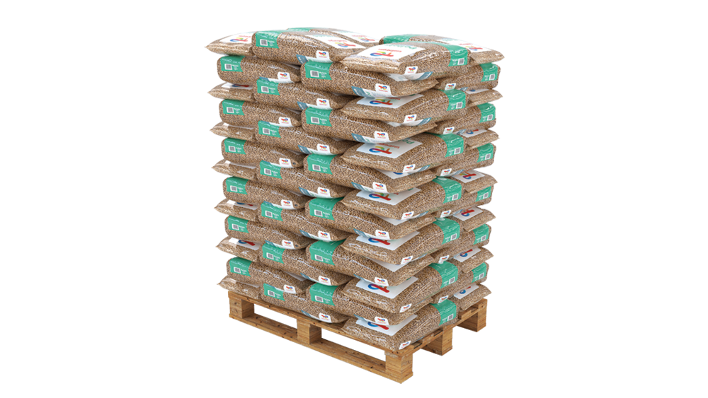 Premium Holzpellets – Palette 990 kg (66 Säcke à 15 kg), DINplus